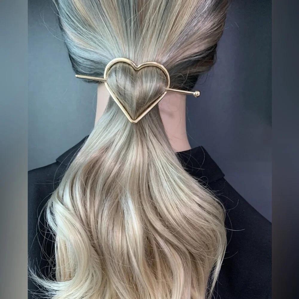 Heart Hairpin gold hair pin clip jewelry accessory barrette tie rose metal gift